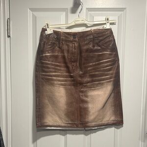 Acne studios Brown cotton trompe l'oeil Pencil Skirt